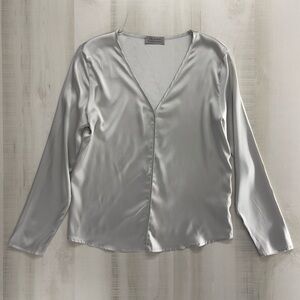 FALCONERI silk blouse gray silver small s Italian luxury top